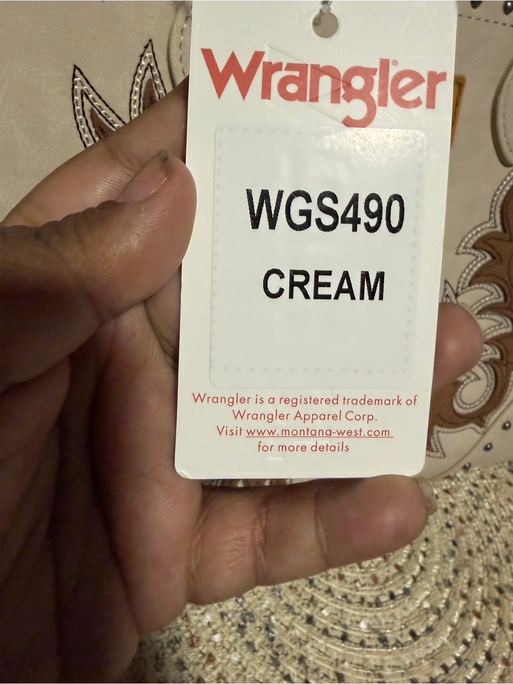 Wrangler Cream Satchel with Brown Western Embroidery - Picture 8 of 8
